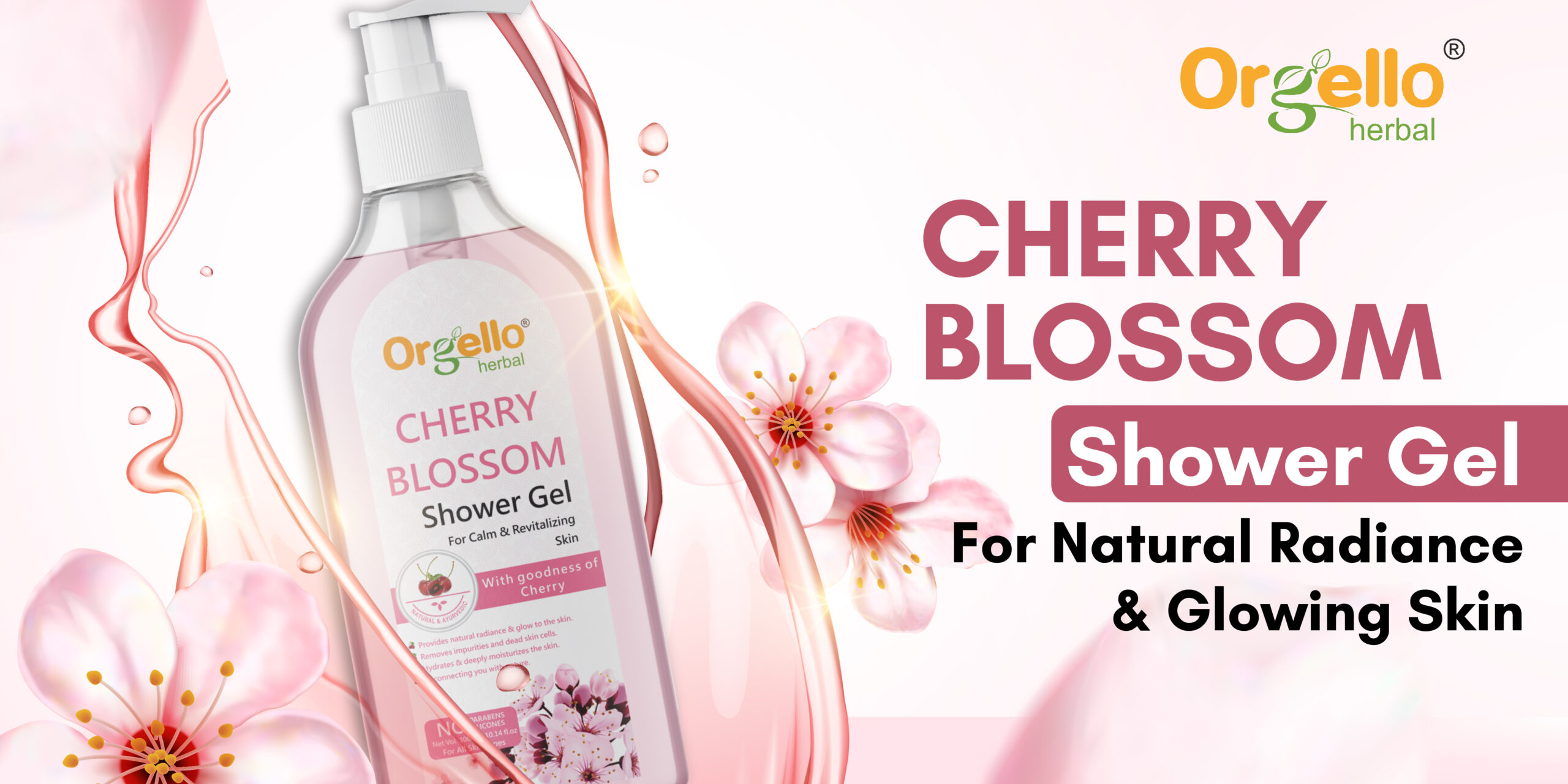Orgello Cherry Blossom Shower Gel 1200 x 600 banner-01